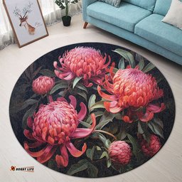 Australia Waratah Round Rug - Red Waratah Flowers Fine Art Ver3 Round Rug