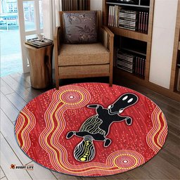 Australia Aboriginal Inspired Round Rug - Aboriginal Inspired Dot Art Painting Platypus Art Round Rug