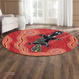 Australia Aboriginal Inspired Round Rug - Aboriginal Inspired Dot Art Painting Platypus Art Round Rug