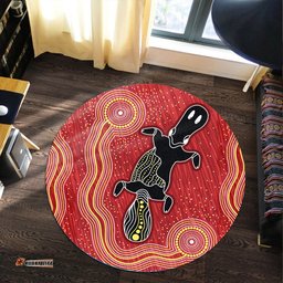 Australia Aboriginal Inspired Round Rug - Aboriginal Inspired Dot Art Painting Platypus Art Round Rug