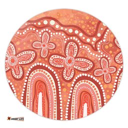 Australia Aboriginal Round Rug - Dot painting illustration in Aboriginal style Orange Round Rug