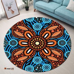 Australia Aboriginal Inspired Round Rug - Indigenous Aboriginal Inspired Dot Painting Art 1 Round Rug