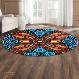 Australia Aboriginal Inspired Round Rug - Indigenous Aboriginal Inspired Dot Painting Art 1 Round Rug