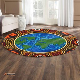Australia Aboriginal Inspired Round Rug - Indigenous Globe dot art Round Rug