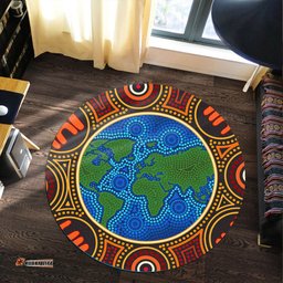 Australia Aboriginal Inspired Round Rug - Indigenous Globe dot art Round Rug