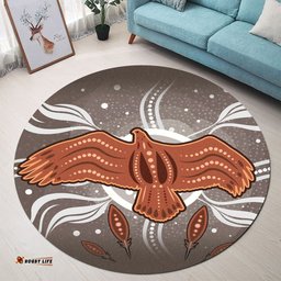 Australia Aboriginal Inspired Round Rug - Aboriginal Dot Art Vector Painting With Eagle Round Rug