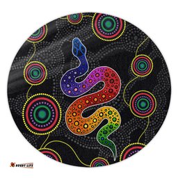 Australia Aboriginal Round Rug - Indigenous Dreaming Rainbow Serpent Inspired Round Rug