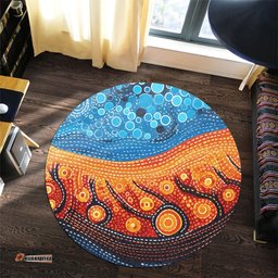 Australia Dreaming Aboriginal Round Rug - Aboriginal Culture Indigenous River Dot Painting Art Inspired Round Rug