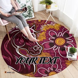 Personalised Broncos NAIDOC Week 2024 Round Carpet Aboriginal Fire Burning Sparks
