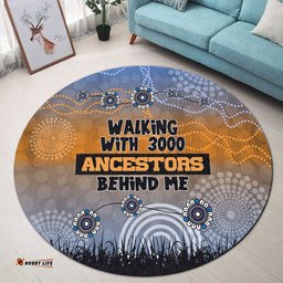 Australia Aboriginal Round Rug - Walking with 3000 Ancestors Behind Me Blue Patterns Round Rug