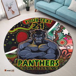 Custom Personalised Penrith Panthers Round Carpet Strong Panthers Legend With Special Aboriginal Style