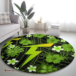 Australian Thunder Cricket Round Carpet Baeuty Pacific Hibiscus and Polynesian Pattern