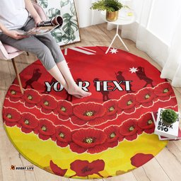 Custom Sun Football Round Carpet ANZAC Lest We Forget