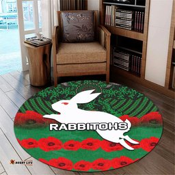 Rabbitohs Round Carpet Aboriginal With Poppy Flower Anzac