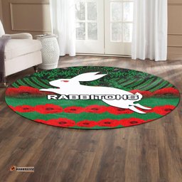 Rabbitohs Round Carpet Aboriginal With Poppy Flower Anzac