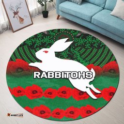 Rabbitohs Round Carpet Aboriginal With Poppy Flower Anzac