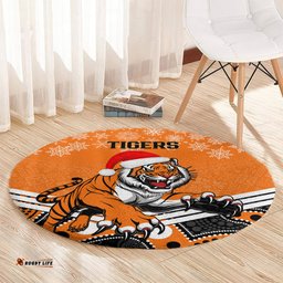 Custom Tigers Rugby Christmas Round Carpet Merry Xmas 2023 Mix Aboriginal Art