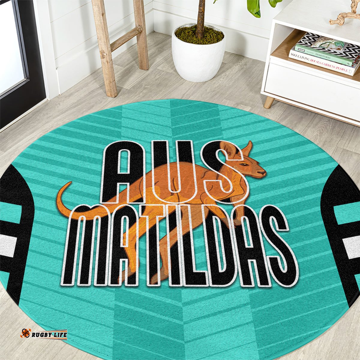 Custom Australia Soccer Round Carpet Go Matildas Dynamic Turquoise