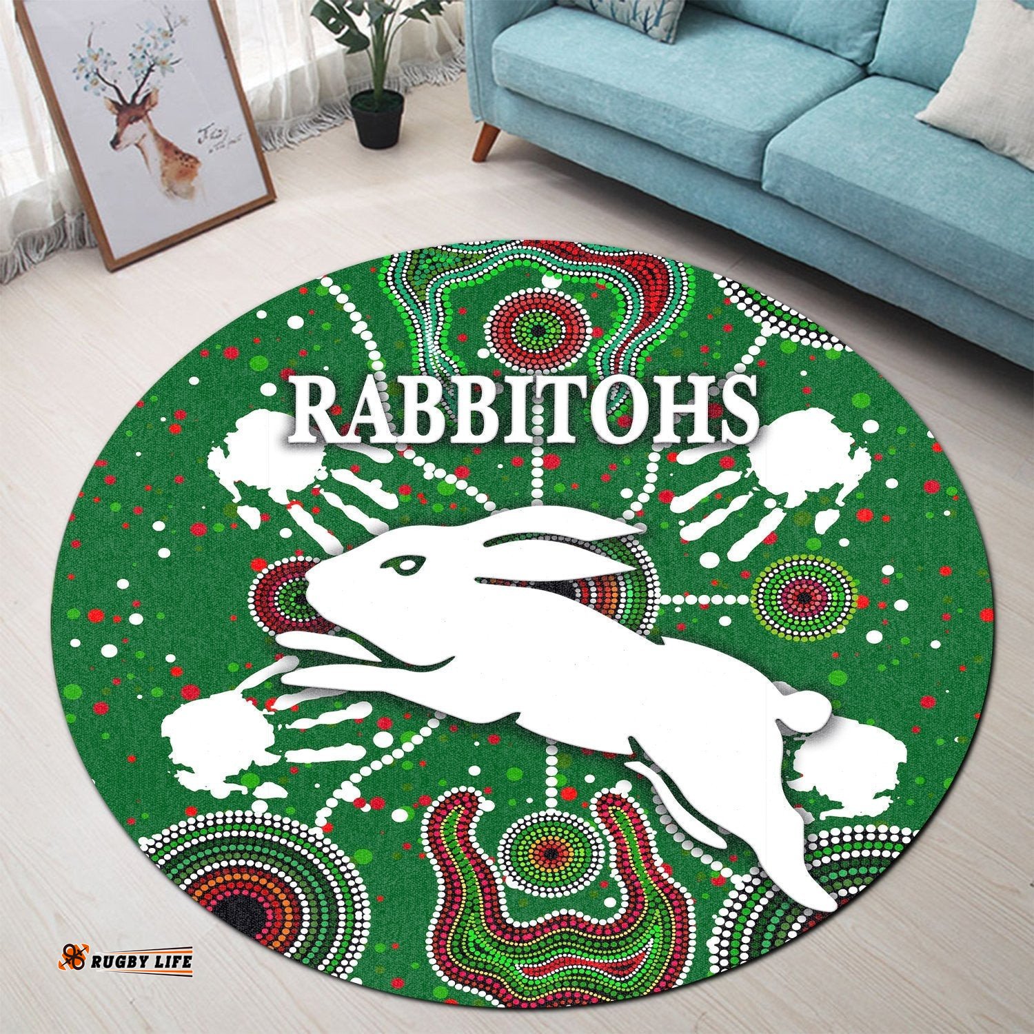 South Sydney Rabbitohs Round Carpet Special Indigenous Green