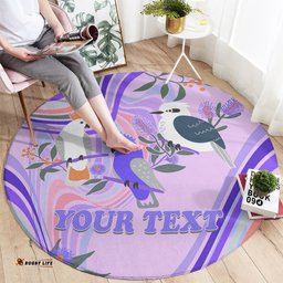 Personalised Australia Hippie Christmas Round Carpet Cockatoo Kookaburra with Wattle Violet Pastel Color