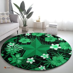 Australian Stars Cricket Round Carpet Baeuty Pacific Hibiscus and Polynesian Pattern