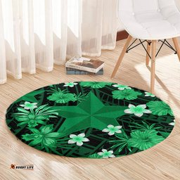 Australian Stars Cricket Round Carpet Baeuty Pacific Hibiscus and Polynesian Pattern