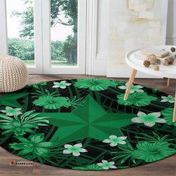Australian Stars Cricket Round Carpet Baeuty Pacific Hibiscus and Polynesian Pattern