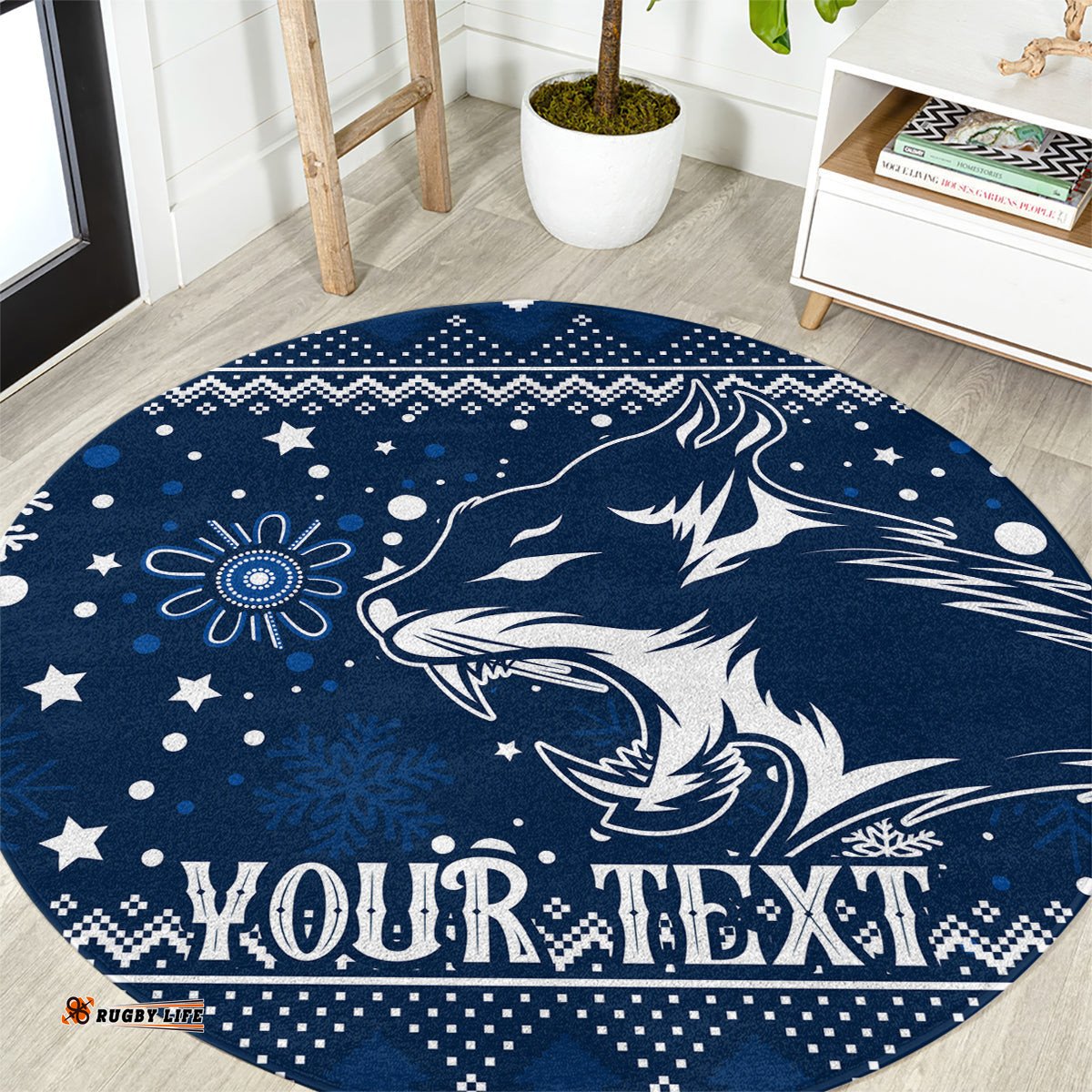 Custom Geelong Cats Football Round Carpet Christmas Vibe 2023