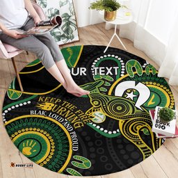Custom Matildas NAIDOC Week Round Carpet Australia Kangaroo Keep The Fire Burning Black