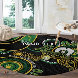 Custom Matildas NAIDOC Week Round Carpet Australia Kangaroo Keep The Fire Burning Black