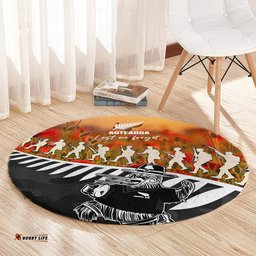 New Zealand ANZAC Rugby Round Carpet Soldier Fern With Kiwi Bird