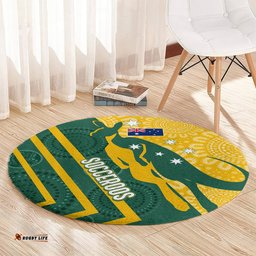 Personalised Australia Socceroos Indigenous Round Carpet Green & Gold
