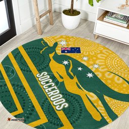 Personalised Australia Socceroos Indigenous Round Carpet Green & Gold