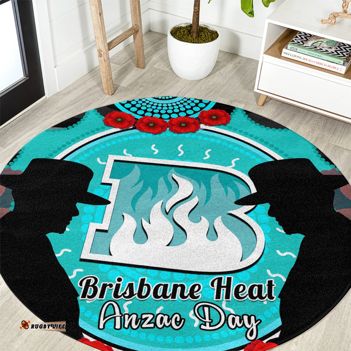 Brisbane Heat ANZAC 2024 Round Carpet Lest We Forget Poppy Mix Camouflage