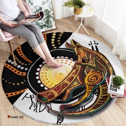 Aboriginal Kangaroo Pattern Dot Art Round Carpet TS04
