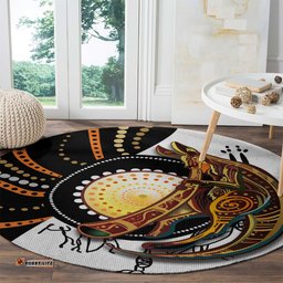 Aboriginal Kangaroo Pattern Dot Art Round Carpet TS04