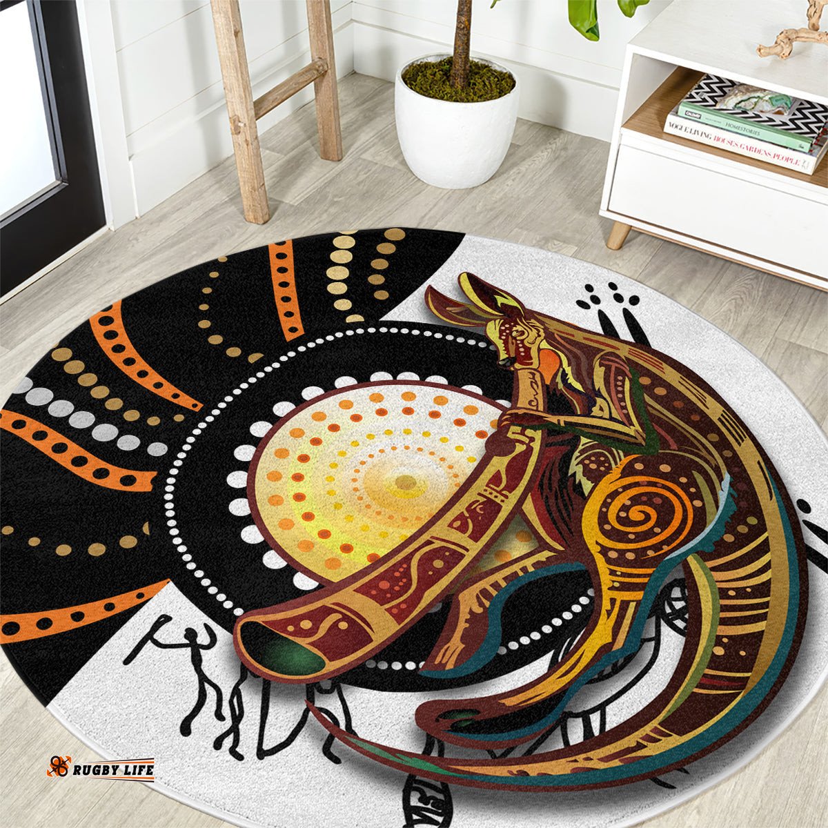 Aboriginal Kangaroo Pattern Dot Art Round Carpet TS04