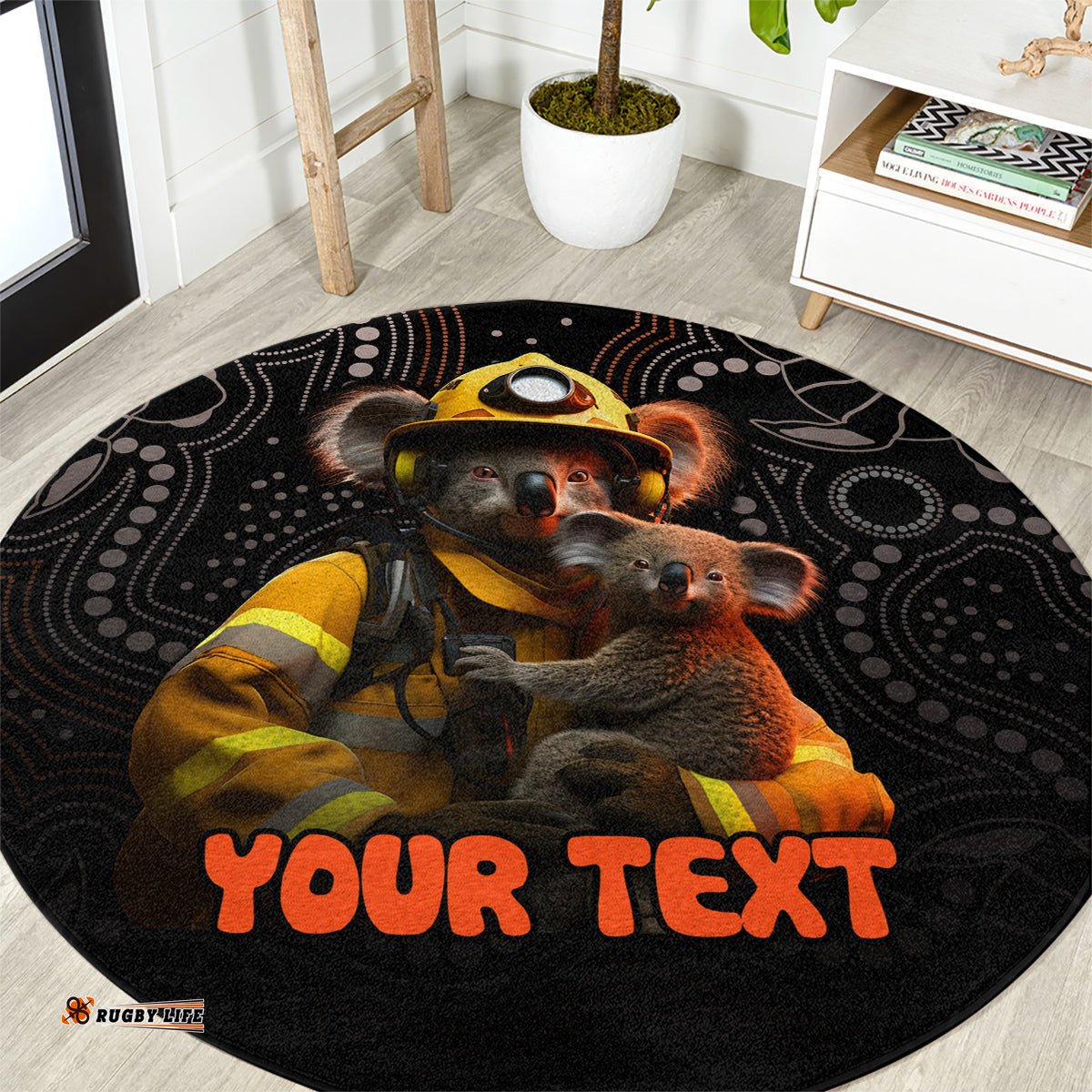 Personalised Paws For Australia Round Carpet Bushfire Awareness Indigenous Aboriginal