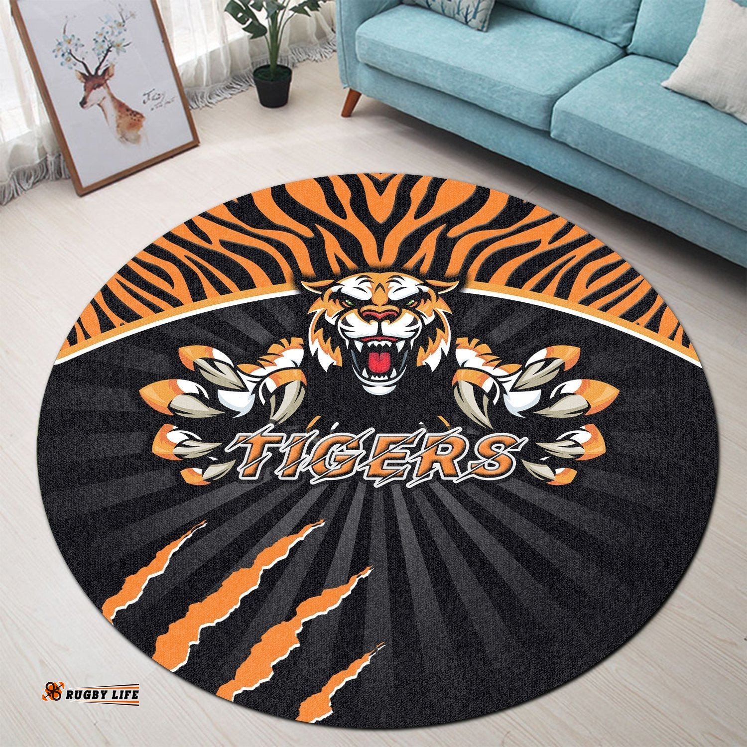 Tigers Rugby Round Carpet