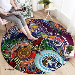 Personalised Eagles NAIDOC Week 2024 Round Carpet Australia Aboriginal Dot Painting DT02
