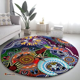 Personalised Eagles NAIDOC Week 2024 Round Carpet Australia Aboriginal Dot Painting DT02