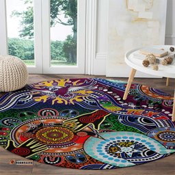 Personalised Eagles NAIDOC Week 2024 Round Carpet Australia Aboriginal Dot Painting DT02