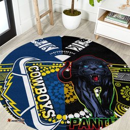 Panthers And Cowboys Rugby Round Carpet Aboriginal Version