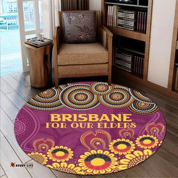 Brisbane Broncos Naidoc Round Rug - Custom Broncos For Our Elders Round Rug
