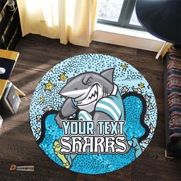Cronulla-Sutherland Sharks Custom Round Rug - Team With Dot And Star Patterns For Tough Fan Round Rug