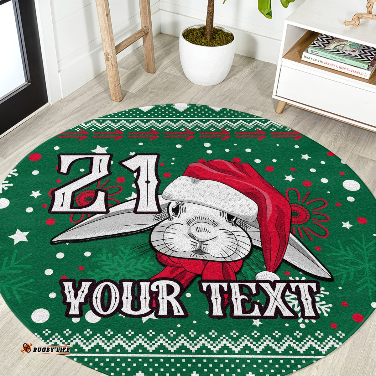 Custom Rabbitohs Rugby Round Carpet Glory Glory The South 2023 Christmas Vibe Unique