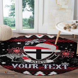 Custom St Kilda Saints Football Round Carpet Christmas Vibe 2023