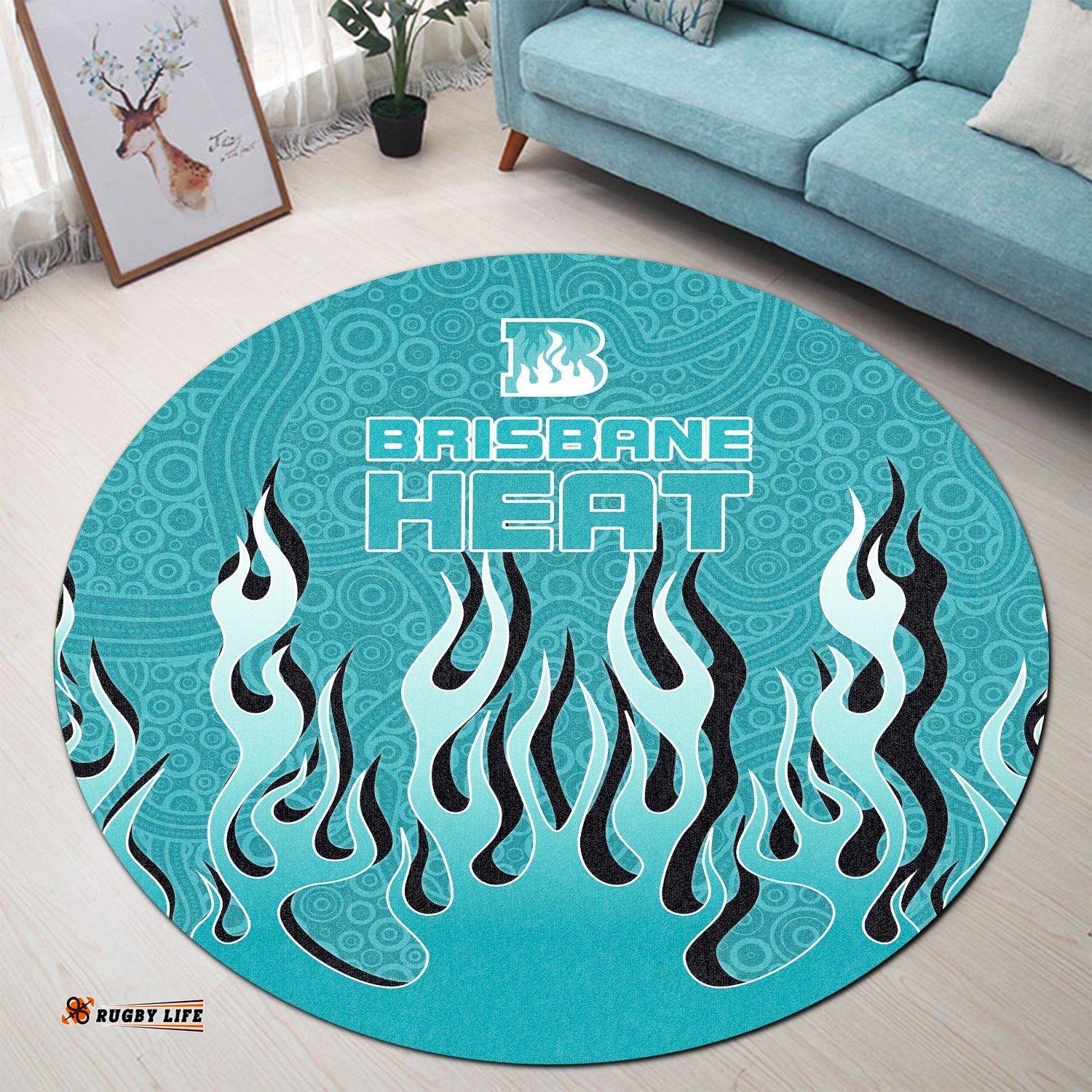 Brisbane Heat Round Carpets Aboriginal Style Of Dot Fire