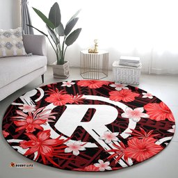 Australian Renegades Cricket Round Carpet Baeuty Pacific Hibiscus and Polynesian Pattern