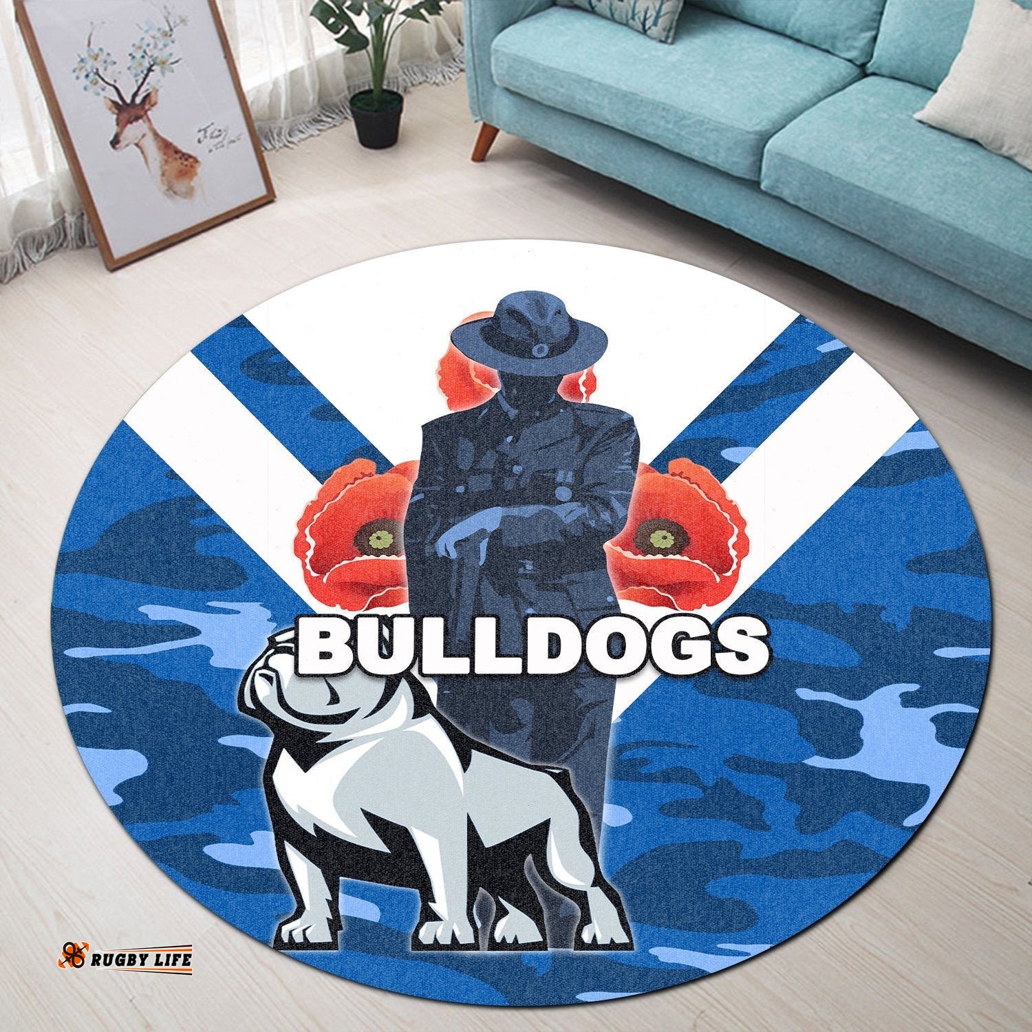 Bulldogs Round Carpet Anzac Day Army Patterns